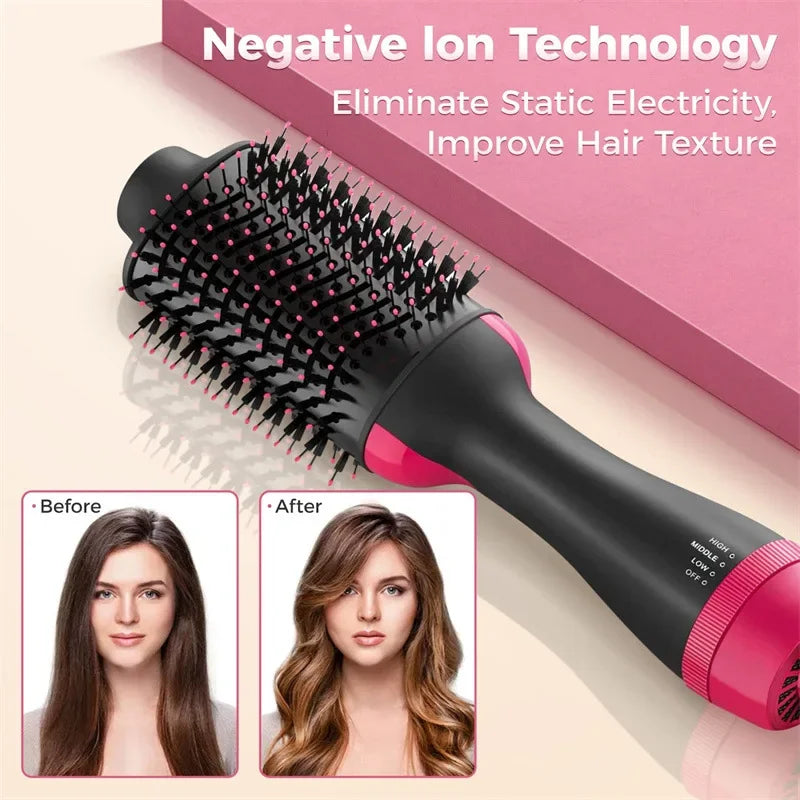 Salon‑Style 4‑in‑1 Hot Air Hair Brush – Dryer, Straightener, Curler & Volumizer in One