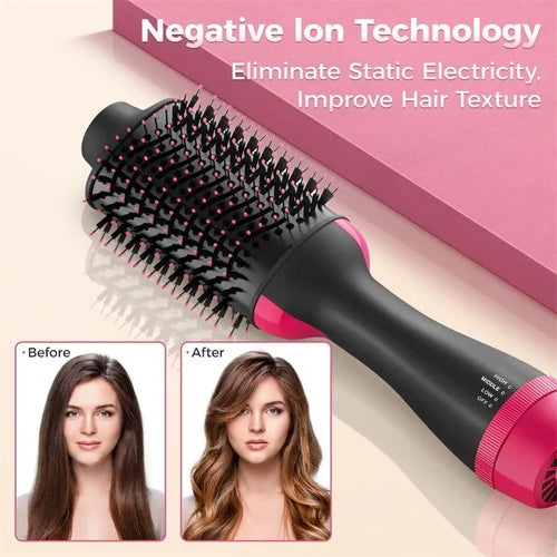 Salon‑Style 4‑in‑1 Hot Air Hair Brush – Dryer, Straightener, Curler & Volumizer in One