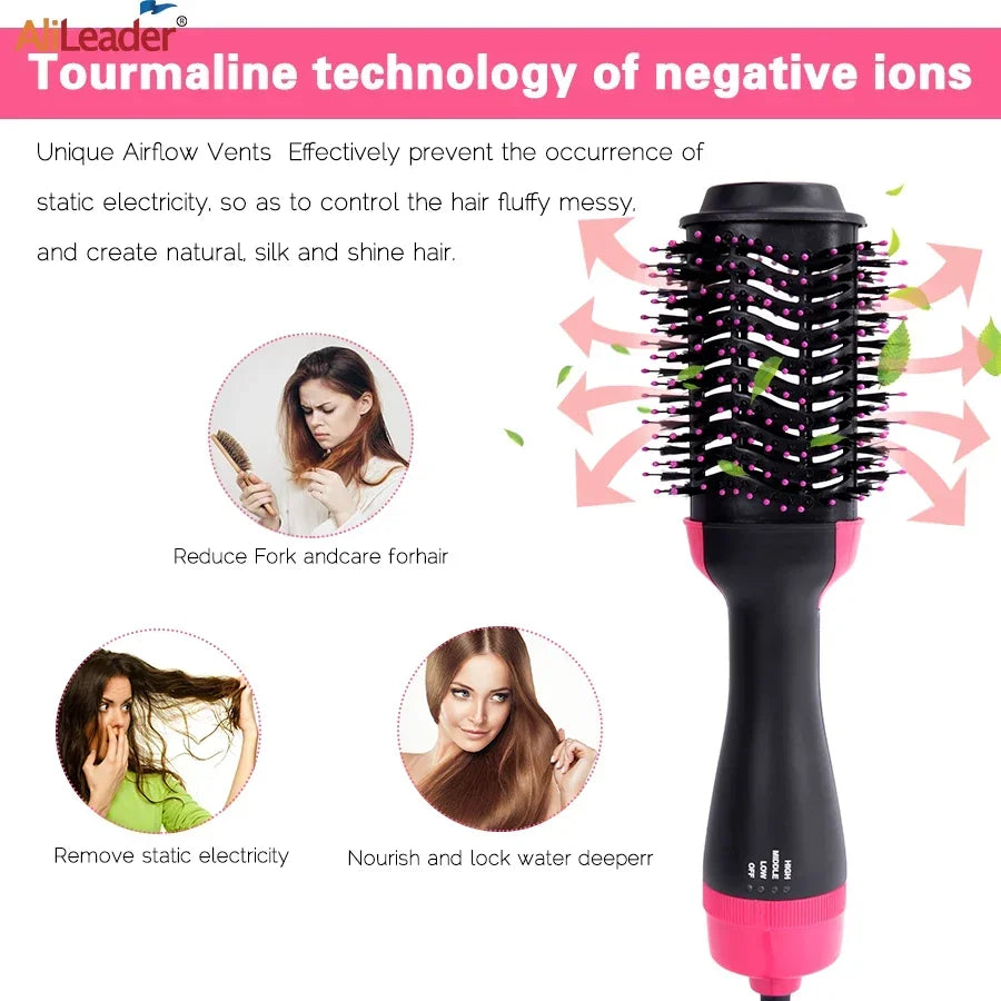 Salon‑Style 4‑in‑1 Hot Air Hair Brush – Dryer, Straightener, Curler & Volumizer in One